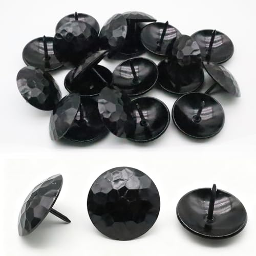QYIMLI 20pcs 1.5 inch Large Clavos Decorative Nails, Round Head Antique Clavos Iron Fasteners Rustic for Farmhouse Ornamental Wood Doors Shutters Gates Furniture (Black)