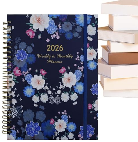 Carnet de planification hebdomadaire 2026 avec classeur à anneaux A5 | Organiseur d'agenda portable avec inserts de calendrier pour la maison, le bureau, la classe, le travail