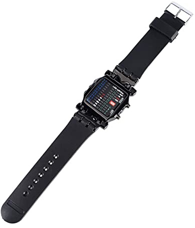 aqxreight Reloj LED Electrónico para Hombre y Mujer, Correa de PU, Función de Fecha, Reloj de Pulsera con Funciones de Reconocimiento y Movimiento Binario, Cómodo, Suave Proporciona LED Es Hora,