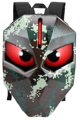 Fafeicy LED-motorcykelryggsäck, Programmerbar Display 3D-hårt Skal med Iögonfallande Design för Resor, USB-laddningsport Vattentät