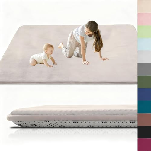 RxueSug Baby uppvaknande matta, hopfällbar babymatta, baby-matta, 150 x 180 cm 3 cm XXL tjock vikbar vattentät skummatta, ansikte applicera inomhus och utomhus kräm