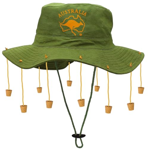ZENVIO Unisex Australian Cork Hat - Aussie Bush Safari Hat for Fancy Dress, Party Costume, Fishing & Camping - Aussie Celebrations Green