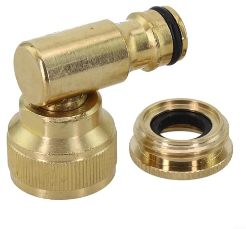 Adattatore in ottone a 90 gradi per connettore per tubo flessibile da 5,1 cm e 3/4 Attacco rapido per giardino per tubi flessibili compatibile con rubinetti e strumenti di irrigazione
