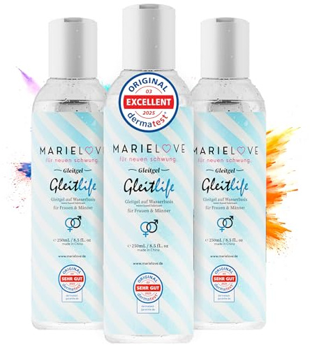 Vattenbaserat glidmedel 250 ml – luktfritt och smakfritt – perfekt för silikonprodukter och massageapparater – dermatologiskt testat – långvarigt glidmedel för kvinnor och män (((förpackning med 3))