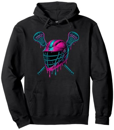 Dripping Lacrosse Helmet Ice Cream Drip Cool Boys Girls Lax Pullover Hoodie