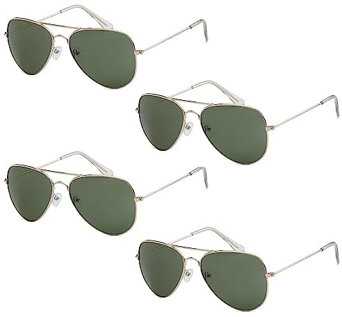 Got Shades Aviator Sunglasses for Men & Women - 100% UV Protection Classic Pilot Aviator for Mens - Sunglasses Pack of 4