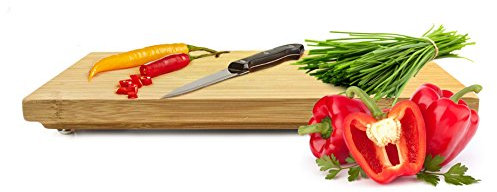 Sendez Tabla de cortar 31 x 16 x 3,6 cm de bambú para servir, para pan, desayuno, trinchar, para servir