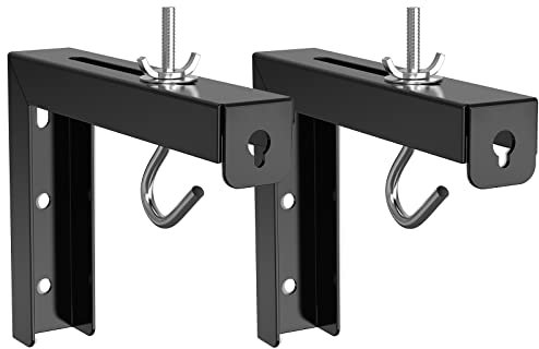 WALI Projektorleinwand-Deckenhalterung, L-Form Wand-/Deckenhalterung mit Verstellbarer Verlängerung (15,2cm) und Haken-Set,zur Halterung von Projektorleinwänden bis zu 30kg(PSM001-B),Schwarz