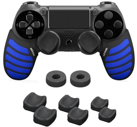 NiTHO Gaming Kit per Controller Playstation 4, Include Impugnature Silicone Anti-Sudore, Anelli di Precisione, 3 Misure di Copri Levette Analogiche Concave, Migliora il Controllo del Gioco Per PS4