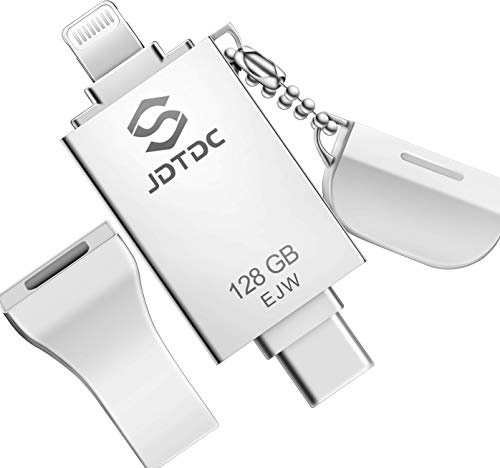 MFi-zertifizierter 128GB USB Stick iPhone, 3 IN 1 USB Lightning Sticks Fotostick iPhone Speicherstick, iPad Speichererweiterung Handy Stick Flash Laufwerk für iPhone 16 15 14 13 12 11/iPad/Android/PC