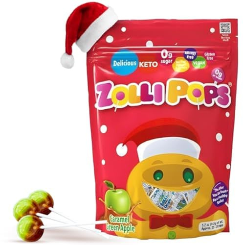 Zollipops Caramel & Green Apple, Sugar Free, Allergy Free, Vegan, KETO & Diabetic Friendly, Natural Clean Teeth Sweets