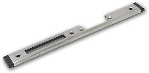 world-trading-net - Cerradero para puertas derechas, altura 243 mm, para abrepuertas eléctricos, acero inoxidable (stainless), con pestillo y hueco para cerrojo