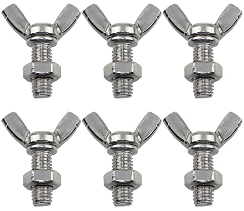 MEETOOT 6pcs M8 1.25x20mm Stainless Steel Butterfly Screws with 6pcs Nuts Hand Tighten Toolless Adjust Bolt Butterfly Wing Head Thumb Screws
