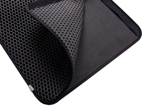 BentoKitty Katzenklo Matte XL (50x75 cm, Schwarz) - abwaschbar, wasserdicht, einfache Reinigung dank doppeltem Klettverschluss