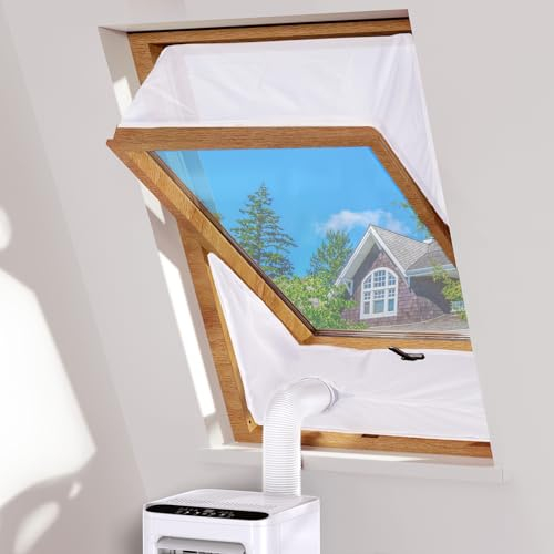 Dachfenster Klimaanlage Fensterabdichtung Abdichtung, Wasserfest Fensterabdichtung für Mobile Klimageräte mit Reißverschluss passend für Einzel- und Doppelschlauch 230cm x 2 Stück),Weiß