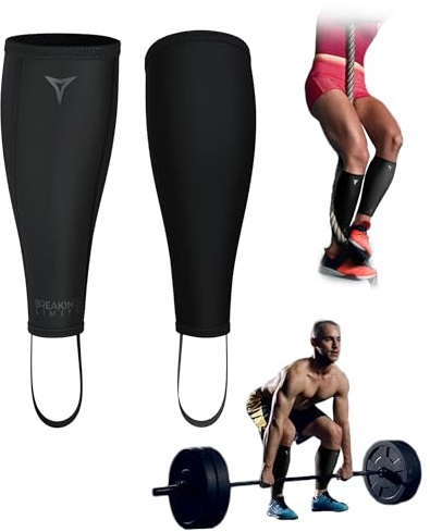 BREAKING LIMITS Espinilleras de Peso Muerto – Espinilleras de 7 mm para Escalada con Cuerda – Protección de pantorrillas para Levantamiento de Pesas – Hombres y Mujeres (L)