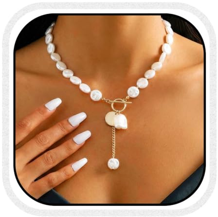 Reaky Colliers de perles collier de perles en or chaîne collier de paillettes pour les femmes