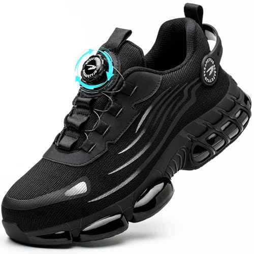 Zapatillas de Seguridad Mujer Ligero Zapatos de Seguridad Hombre con Punteras de Acero Anti-aplastamiento Calzado de Seguridad Botas de Seguridad Negro 39 EU