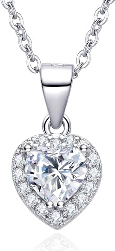 Dada Gioielli - Collana Cuore 9mm Punto Luce Argento 925 Con Zirconi Brillanti Catenina 45+5cm (Zircone Bianco)