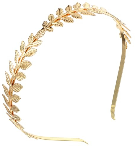 Piriuuo Gold Leaf Headband, Romantic Golden Headpiece Gold Leaf Greek Crown-Golden Greeks Goddess Headpiece Greeks Goddess Accessories for Women Girls Bridesmaid Bride (Graceful Style)