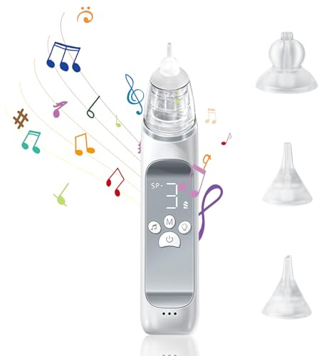 Anluomafuy Nasensauger Baby Elektrisch, Nasensauger Staubsauger mit 3 Saugstarken, 3 Silikonspitzen, Automatischer Nasal Aspirator mit Musik Beruhigender Funktion für Säugling bis Kleinkinder