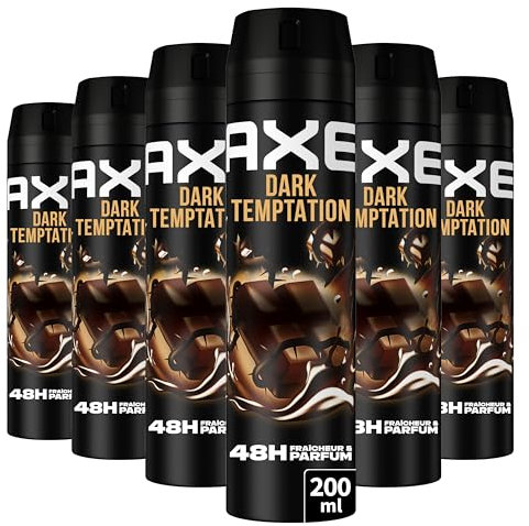 AXE - Déodorant Homme Spray - Dark Temptation - 48h non-stop frais - Parfum chocolat - lot 6x200ml