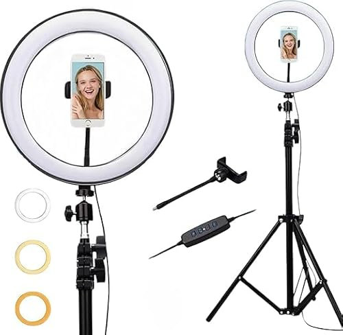 Aro de luz con tripode 10 2,10m, Ring Light Professional, Tripode para movil con aro de luz Profesional, Foco luz, movil tiktok, Foco Streaming, Anillo de luz led