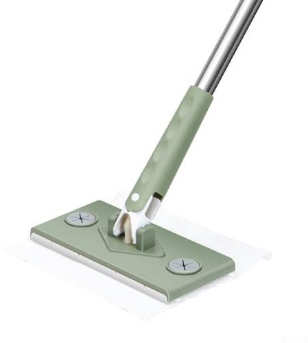 Petit balai à poussière plat avec tête pivotante à 360 degrés pour cuisine, salle de bain et nettoyage des murs, design léger avec poignée ergonomique pour une utilisation confortable (balai simple)