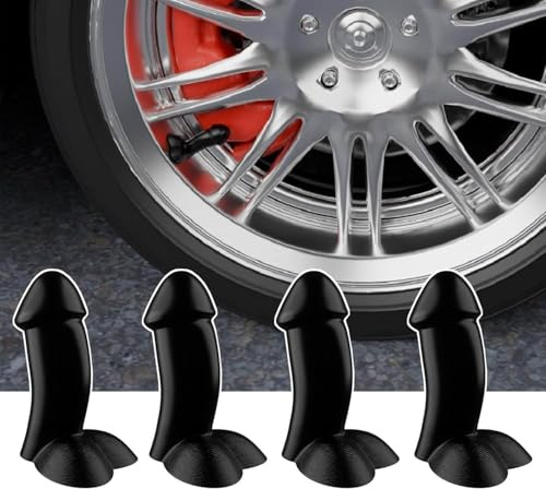 joonnair 4 Interesante Tapones de válvula de Coche, Tapones Rueda Coche, Tapones para neumáticos de Coche, Motocicleta, camión, Bicicleta (Negro)