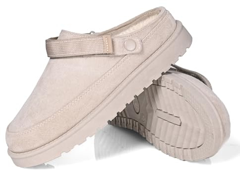 Warm Winter Slippers for Women – Faux Suede Fur Lined Platform Clog Shoes with Non-Slip Sole, Indoor Outdoor House Boots