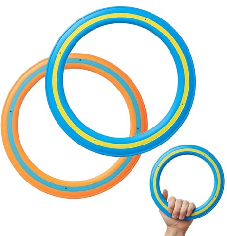 YgonziRuvc Frisbee Dog Toy 2-Pack, Durable Flying Disc for Outdoor Play, Blue and Orange Aerobie Frisbee for Dogs, Beach and Backyard Games, 25cm Diameter Dog Frisbee Indestructible