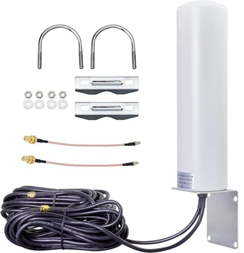ACONRFTOL 4G 5G LTE Antenna esterna 10dBi 698–2700/3300–3800 MHz con doppio connettore SMA maschio cavo RG58 e cavo RG316 da 15 cm SMA femmina TS9 maschio per router 3G/4G, modem router, wireless