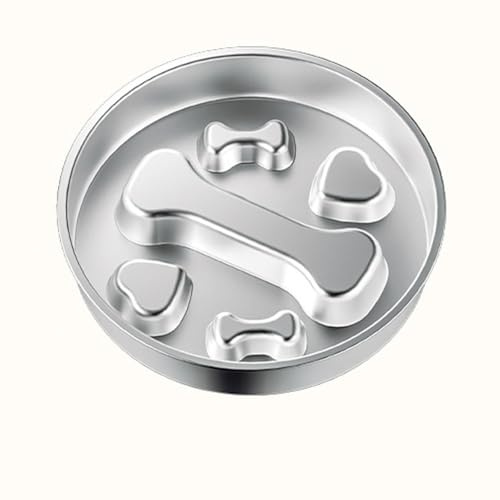 Stainless steel slow-feed dog bowl designed specifically for Rat Terrier, this double-sided anti-swallowing pet food bowl features raised barriers and is easy to clean A