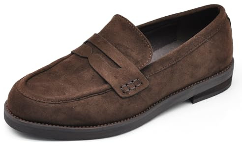 Mocassini Donna in Camoscio Eleganti, Scarpe Basse Slip On Stile Penny Loafer, Comode e Casual Chic per Ufficio e Tempo Libero