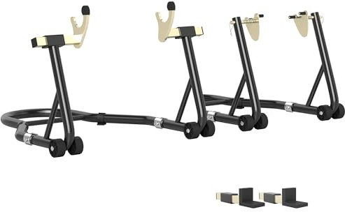 HOMCOM Caballete de Moto Carga 390 kg Soporte Delantero y Trasero Negro