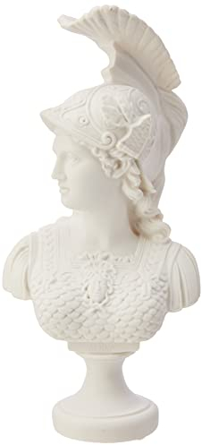 Design Toscano Minerva, Roman Goddess of Wisdom Bust Statue, Marble Polyresin, White, 34.5 cm