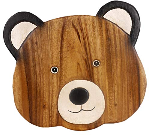 ART-CRAFT Vielseitiger Kinderhocker Holzhocker rund aus Massivholz Tiermotiv Teddy mit vielen Einsatz Möglichkeiten