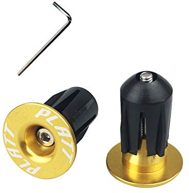 PLATT Bike Bar End Plugs Aluminum MTB Road Bike BMX Handlebar End Caps (Gold,1 Pair)