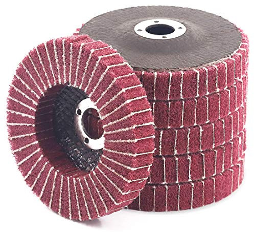 Keadic 6 discos de fibra de nailon rojo de grano 240 con papel de lija, ideal para quitar pintura y pulir tubos de acero inoxidable