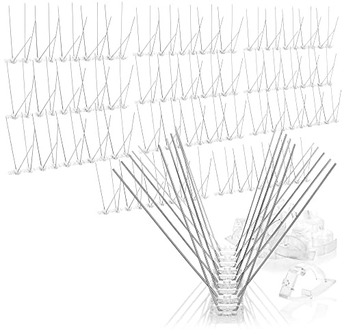 com-four® Pointes de défense Contre Les Pigeons Premium de 3 mètres 4 | acier inoxydable 304 - antirouille et durable - 12 éléments de 25 cm chacun avec clips