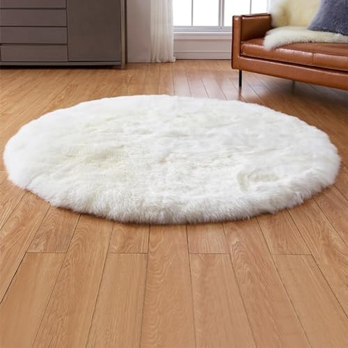 Lammfell Teppich Rund Wolle Schaffell Echt Groß Runder Teppich Lammfell Schaffell Fellteppich Wollteppich Rund Flauschiger Fell Teppiche Runde Teppich Lammfell Echt Groß Für Wohnzimmer Schlafzimmer(12