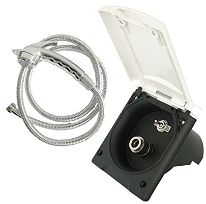 PACUM Wohnmobil-Zubehör RV Duschbox -Kit mit 1,5m Schlauch & Wasserhahn weißes Außenset for Marine Boat Caravan Camper Travel -Duschzubehör für Wohnmobile (Color : BW1175, Size : 1 UK), 124437308scx