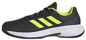 adidas Herren Gamecourt 2.0 Tennis Shoes Tennisschuhe, Carbon/Lucid Lemon/FTWR White, 44 2/3 EU