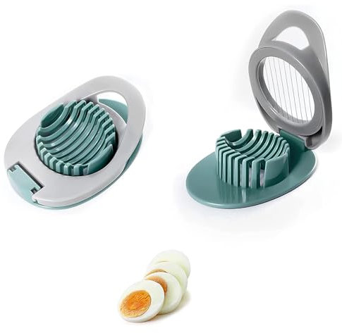 HRLORK Egg Slicer With Stainless Wire, Peeler for Hard Boiled Eggs, Multifunctional Cutter for Evenly Slicing Eggs, Ham, Banana and Strawberry - Green