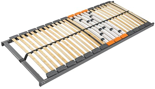 WOODRAM Lattenrost Comfort-Frame 90x200cm für Bett I Hochwertiger Bettgestell 28 Gebogene Birken I Lattenroste Holzlatten Bestimmt für Feder- sowie Schaummatratzen I Gepolsterte Gummigriffe