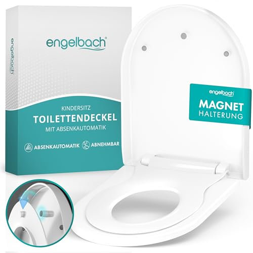 Engelbach® Toilettendeckel mit Kindersitz und Absenkautomatik (Einfache Montage) Familien Toilettensitz mit Quick-Release-Funktion | WC Sitz, Klodeckel mit Kindereinsatz und Magnethalterung