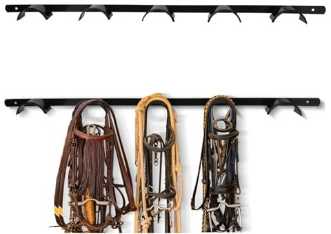 HDYEGY 2Pcs Wall Mounted 5 Spot Bridle Rack - Rounded Tack Rack for Hanging Horse Bridles, Halters, Reins