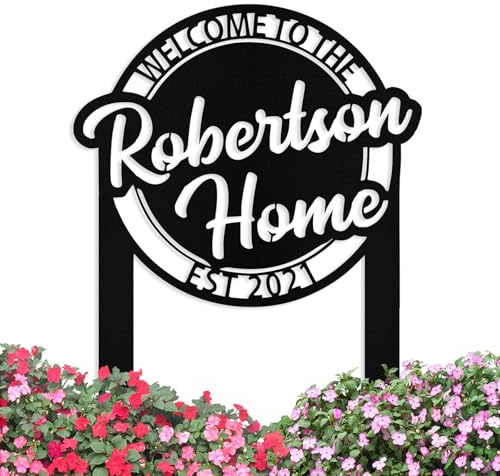 Custom Metal Garden Signs with Stake, Personalized Garden Signs for Outside, Customized Welcome Garden Name Sign for Yard Lawn Outdoors Decor Gardening Gifts for Moms Grandmas Gardeners