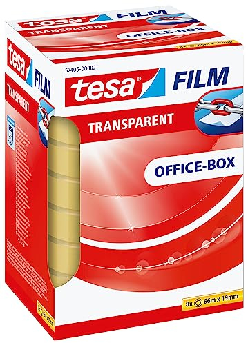 tesafilm transparent - Transparentes Klebeband mit starker Haftung - alterungsbeständig und reißfest - 66 m x 19 mm - 8er Pack