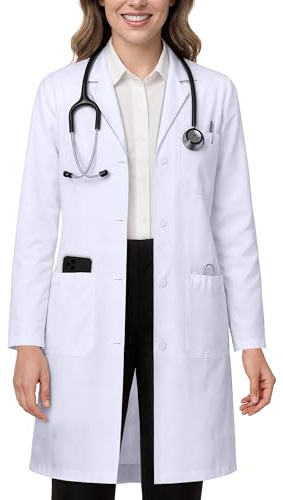 NY Threads Professional White Lab Coat for Women, Long Sleeve Medical Coat 1 Pack, Small, White